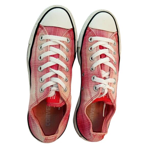 Converse All Star Pink Plaid Canvas Sneakers - Women's 7 - Picture 6 of 8